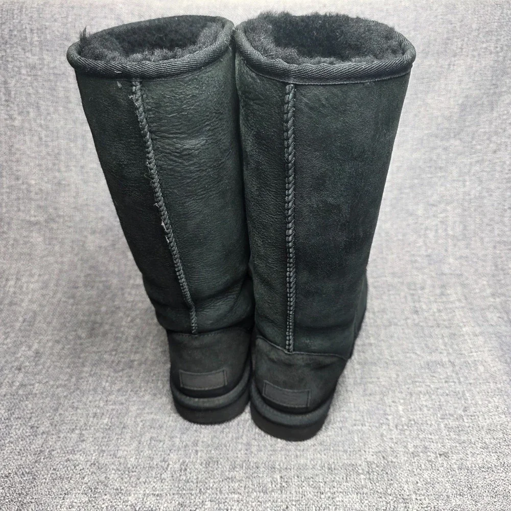 UGG Classic Tall II Shearling Knee High Boots Black Suede Women's Size 7